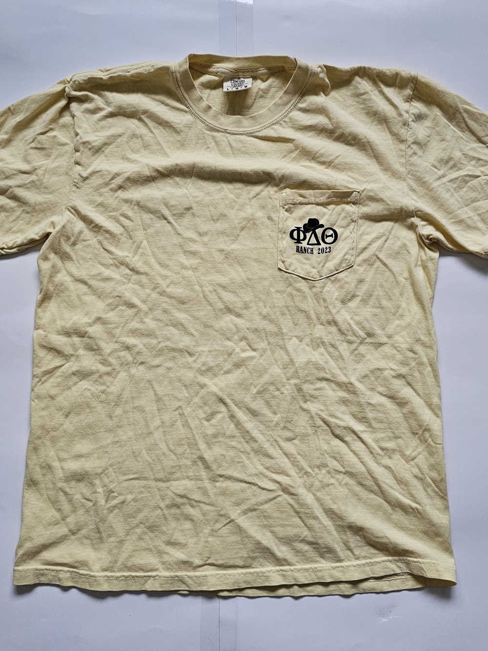 Comfort Colors Pale Yellow Pocket Tee with Ranch 2023 Graphic